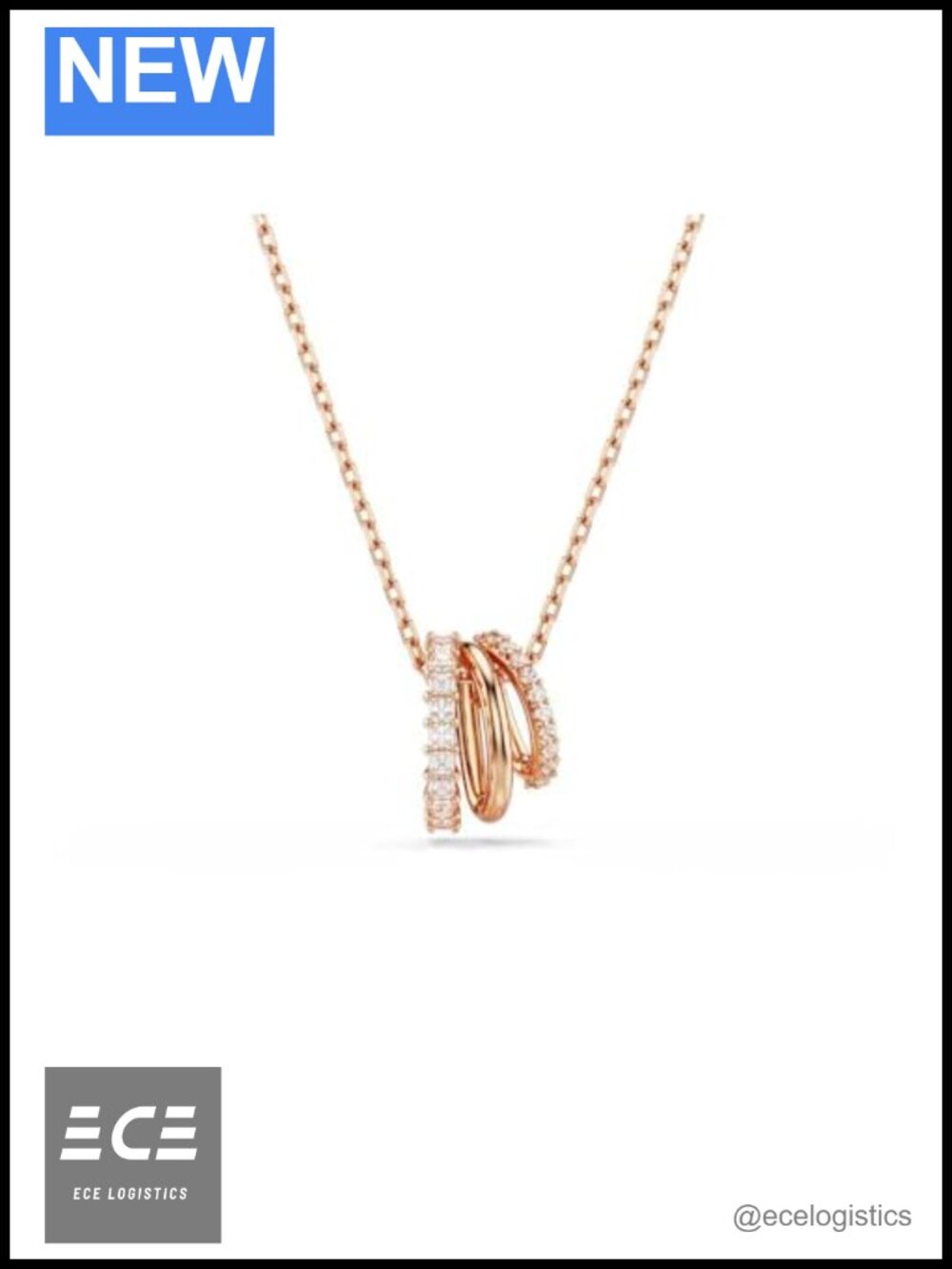 Swarovski Hyperbola Pendant Mixed Cuts Rose Gold-Tone Rhodium Plated Necklace